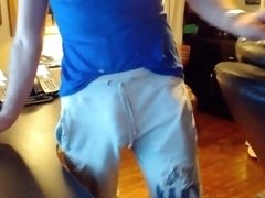 Dickprint Swinging Jock in Terry Cloth Shorts Huge Cock
