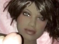 Giving My Ebony Sex Doll A Cum Facial