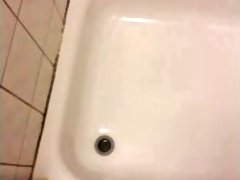 Pissing in the dormroom's shower with my huge dick