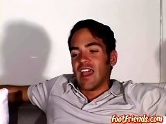 Brandon loves showing his feet while wanking his big cock