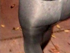 Wife in see through yoga pants flashing ass in public
