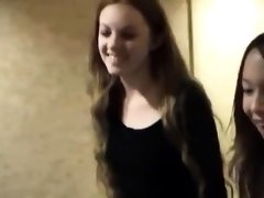 Adorable amateur teens introduce each other to lesbian sex