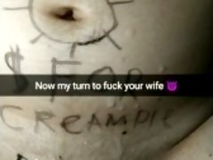 Another man get her turn to fuck my wife in gangbang with no condom!! [Cuckold. Snapchat]