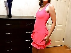 Sporty hot pink dress on this tasty stripping chick