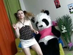 Teens dancing with Panda turns into crazy fuck