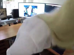 Busty blonde in stockings enjoys a POV fucking in the office