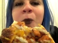 Stoned Goth Girl Eats Pizza