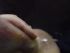Big mess in close-up - wet cock is cumming