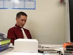 Two naughty twinks have hardcore butt session in the office