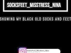 Showing my black weared socks and feet